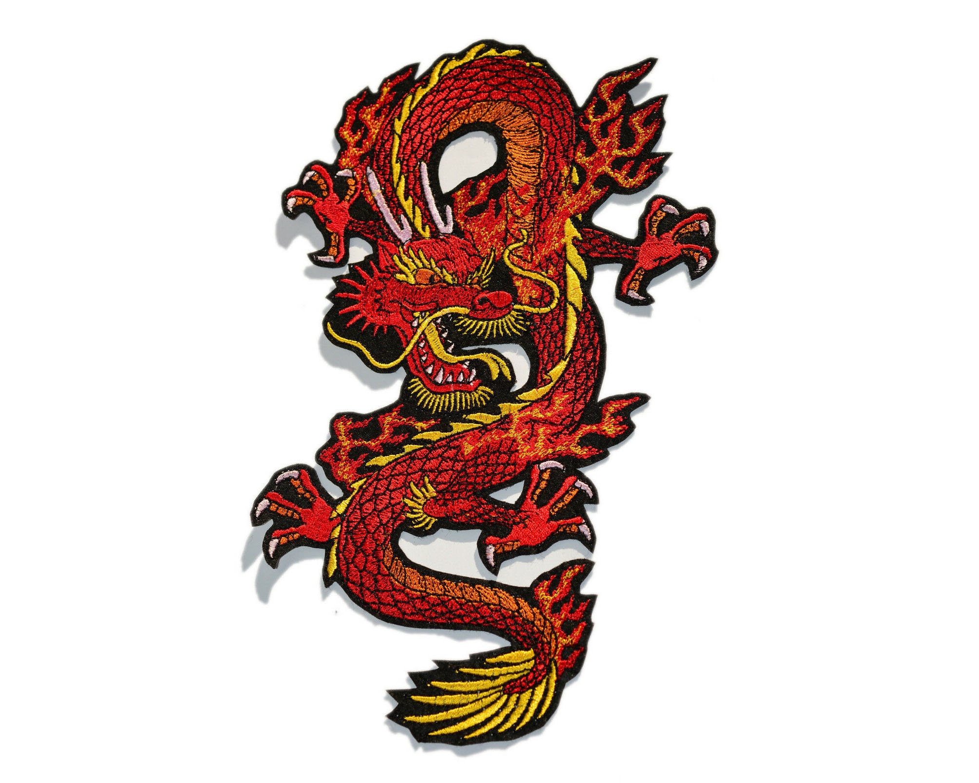 Dragon Large Iron On Patch Embroidered 13.4'' Dragon Fabric Applique Patch  Black Red Sew on Patches DIY Costume, Jeans, Jackets, Clothing, Bags