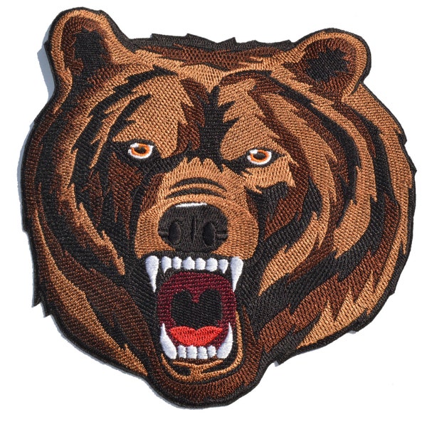 Bear Embroidered patch, Iron on patch, Large patch, Big Head Bear patch, Patches for jackets, Animal patch, Various sizes and colors
