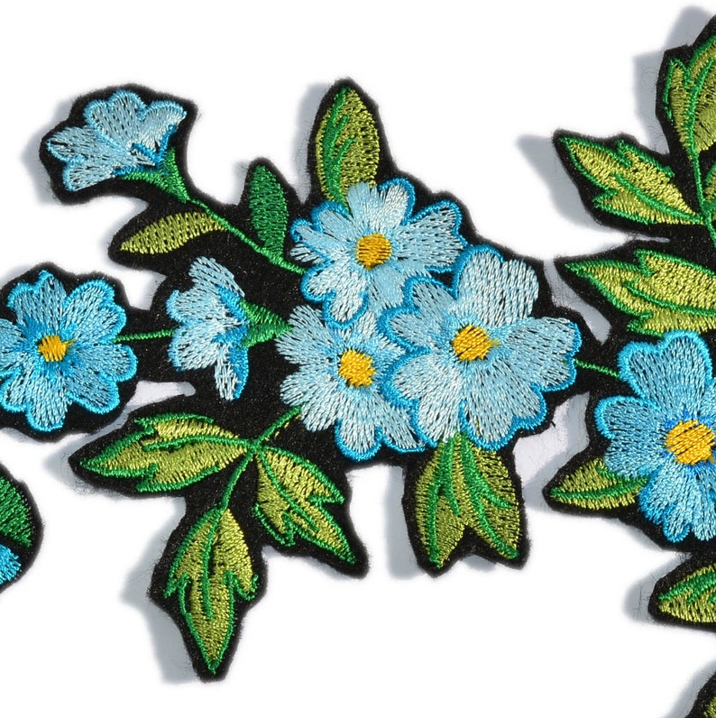 Letsinstyle Blumen Applikation - Blaue Pailletten Stickerei Zum Aufnähen
