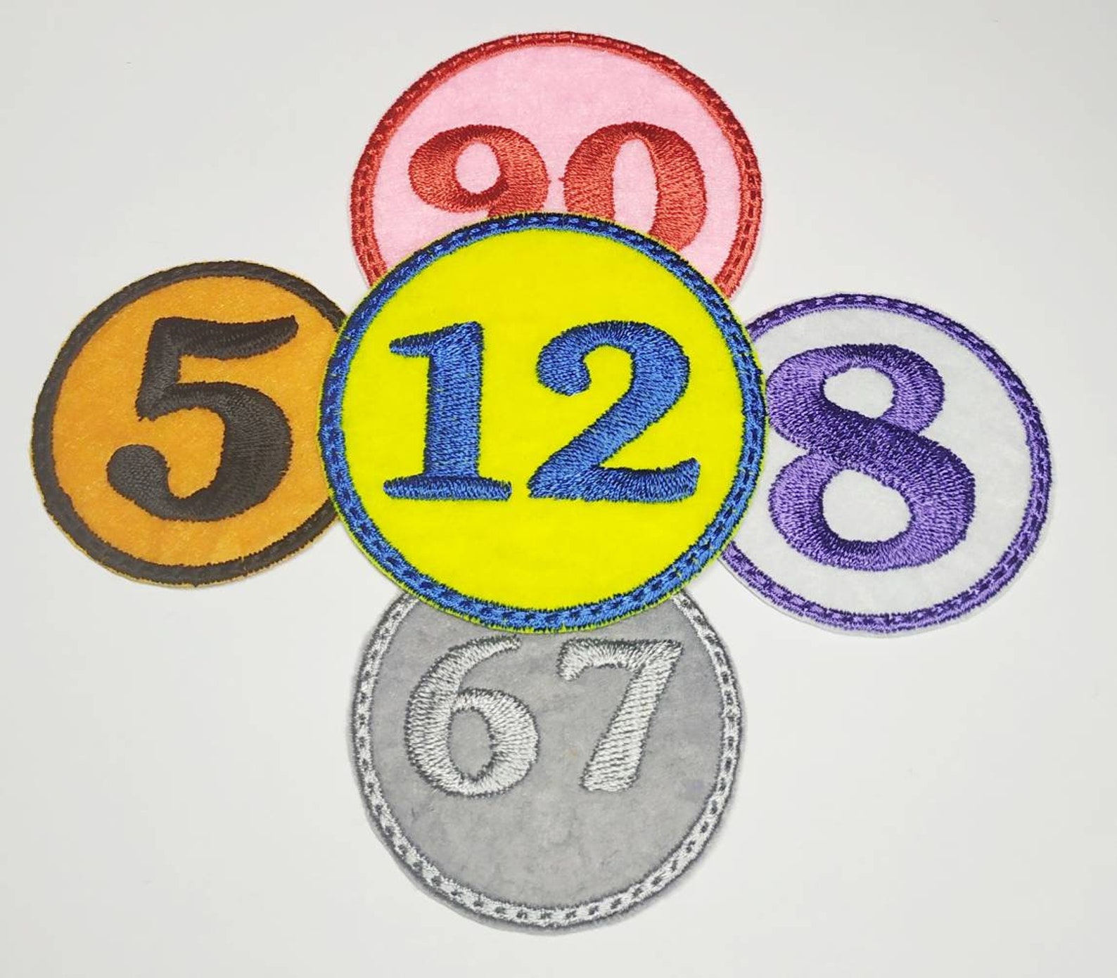 Embroidered Number Patch Iron on Number in Circle Patch Etsy