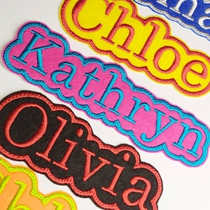 Personalized Embroidered Name Patch, Custom name tags, Embroidered text patch, Iron on Name Patch