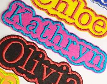 Personalized Embroidered Name Patch, Custom name tags, Embroidered text patch, Iron on Name Patch