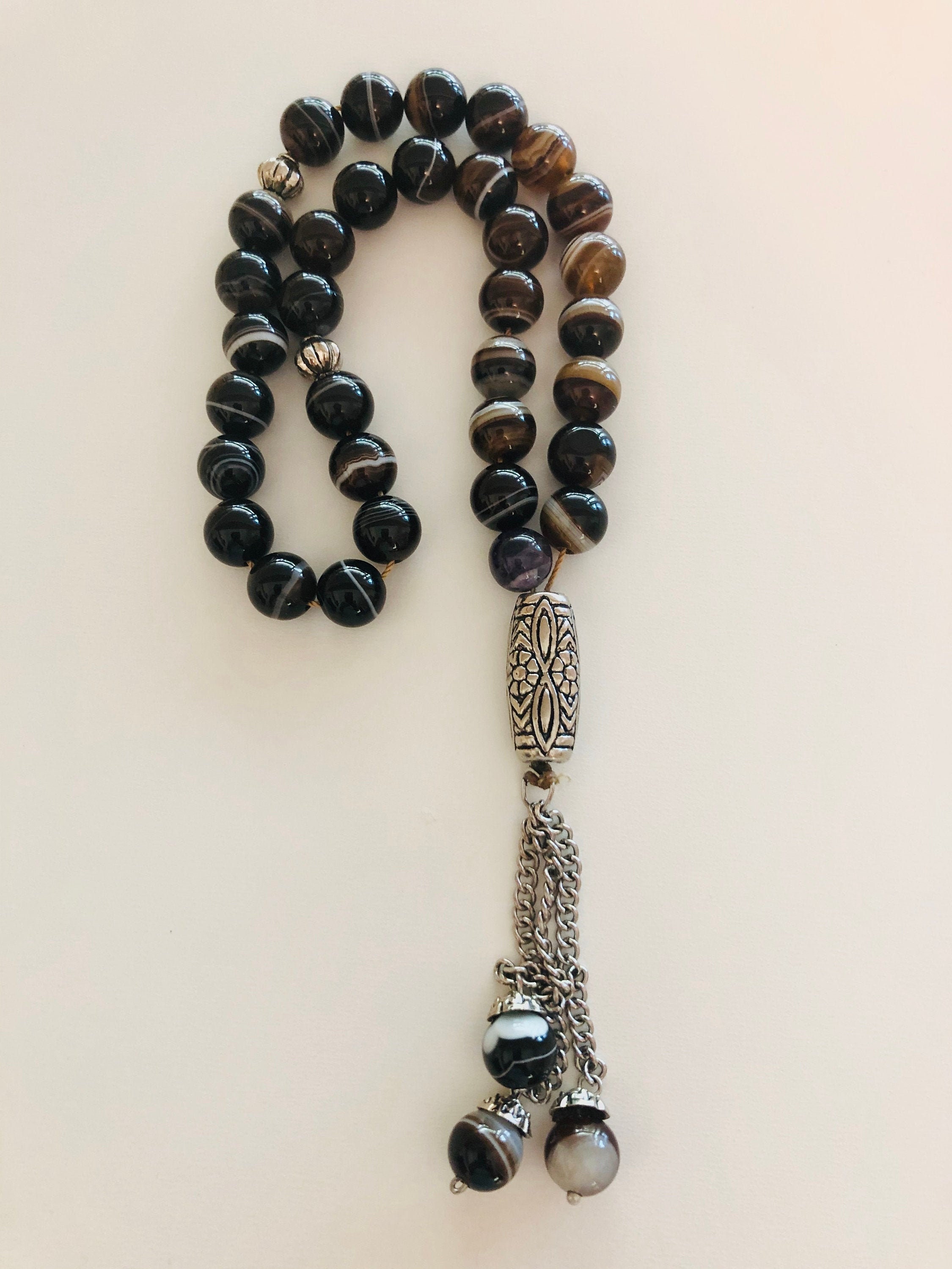 Smoked Banded Agate Sebha Worry Beads Tesbih Tasbih Mala | Etsy
