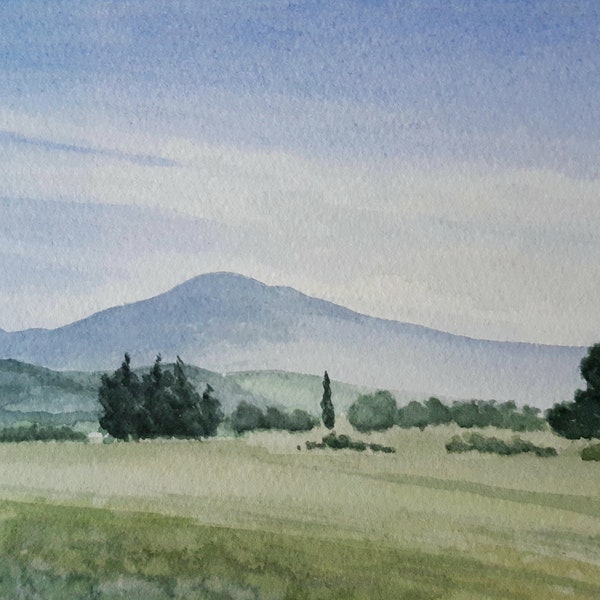 Aquarelle d'un paysage français