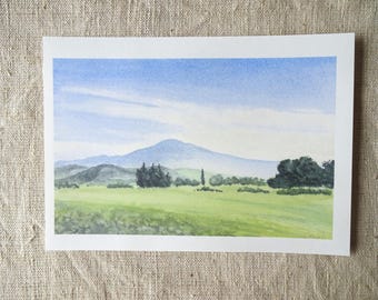 Original watercolor - French landscape - Mont Ventoux - mountain - landscape painting - mountain landscape - summer landscape - watercolor - wall art