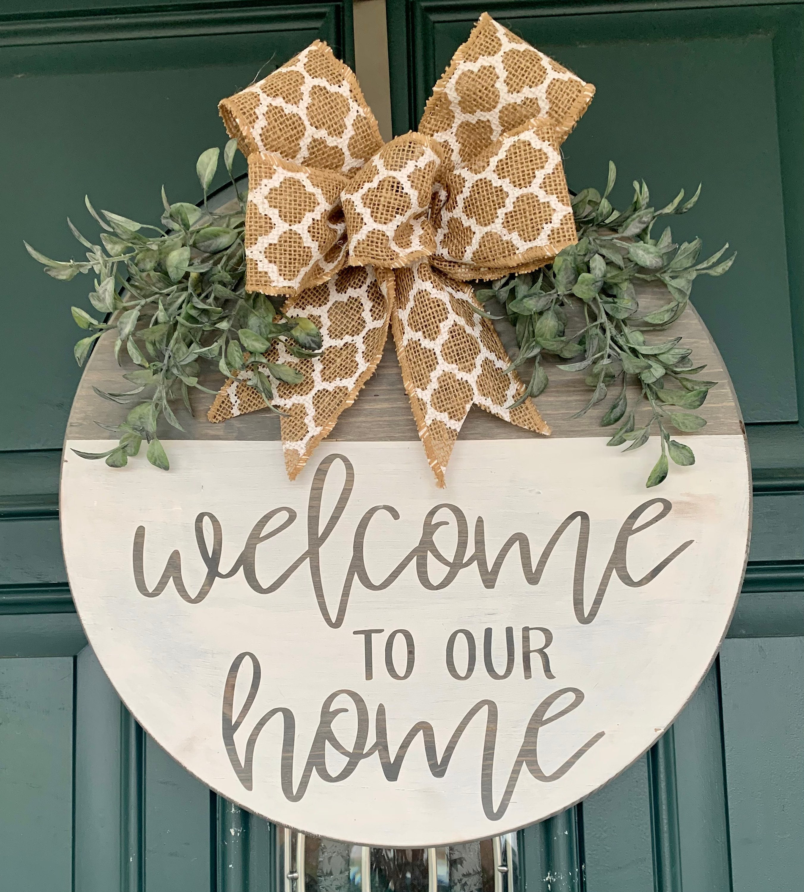 to Our Home Door Hanger Wood Round Door Hanger Etsy
