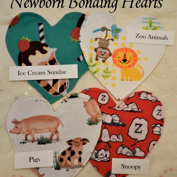 Newborn NICU Bonding Heart, Mother's Scent (Set of 2) Flannel Hearts, Preemie Baby Aromatherapy Boy Girl