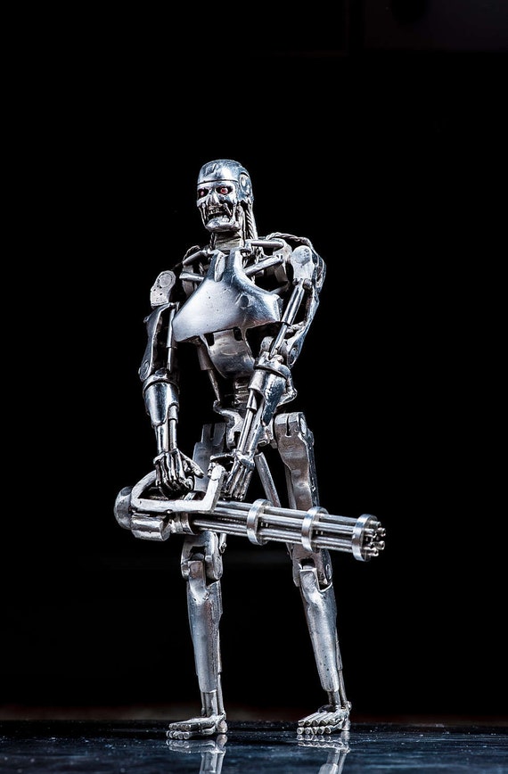 Terminator T 800 Arnold Schwarzenegger Robot Metal Sulfitura Etsy