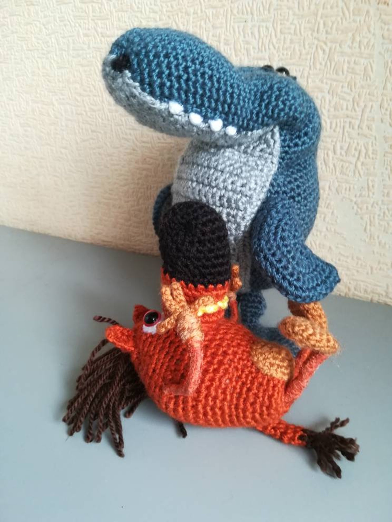 Sharko and Zig Crochet shark Hyena Funny toy set | Etsy