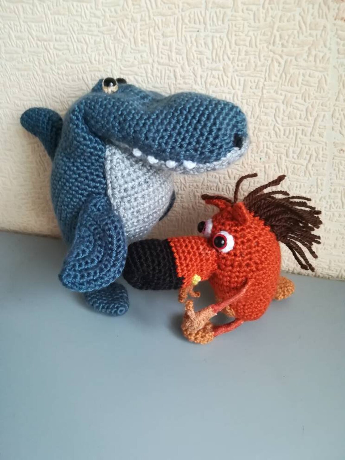 Sharko and Zig Crochet shark Hyena Funny toy set | Etsy