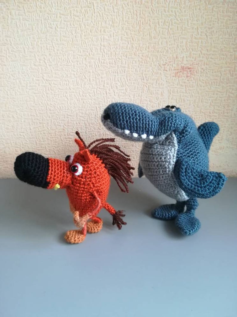 Sharko and Zig Crochet shark Hyena Funny toy set | Etsy