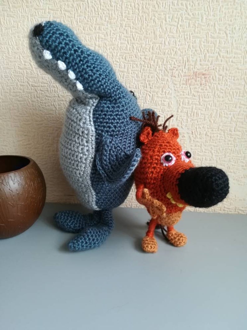 Sharko and Zig Crochet shark Hyena Funny toy set 10 | Etsy