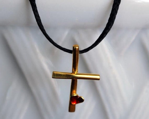 Necklace Enamel Red Heart Cross Silver 925 Gold-plated Handmade Religious Jewelry Lakasa Eshop Best Ideas Gifts Birthday Mother Day Love