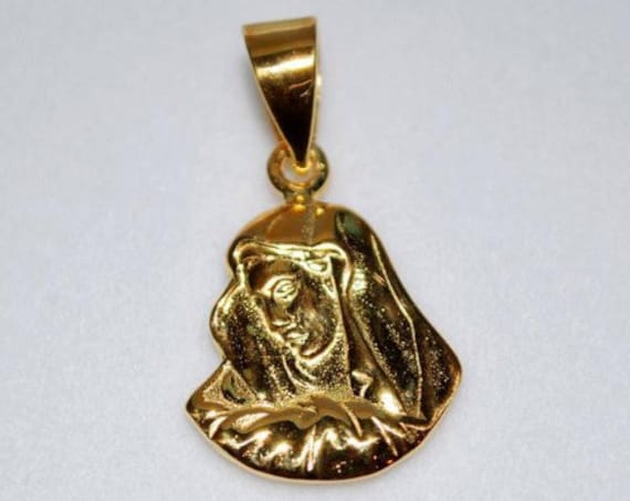 Madona Sterling Silver Gold plated Jewelry Fine Greek Art Gifts Baby Shower Day Child Love Mother Religious Christian Mama Baptism Name Men