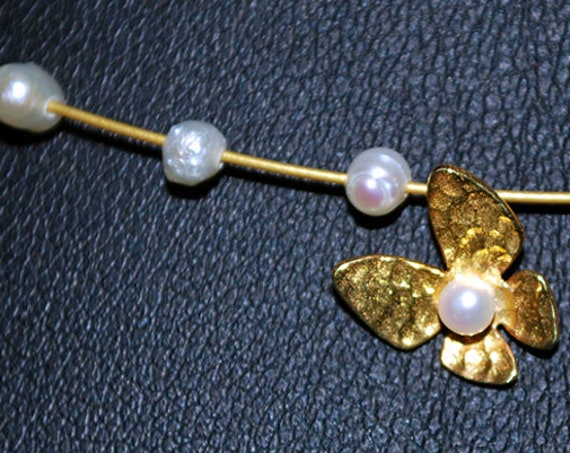 Butterfly Necklace Pearls Silver 925 Gold-plated Handmade Jewelry Best Ideas Gifts Mother Day for her Birthday Anniversary Lakasa Eshop