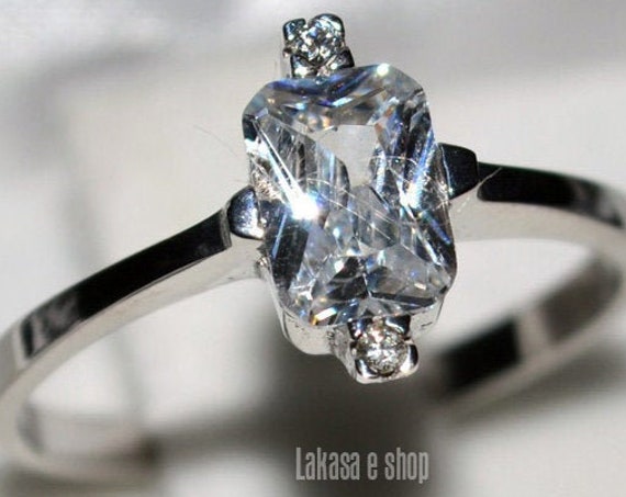 Crystal Zircon Solitaire Ring Silver 925 white Gold-plated Jewelry Best Ideas Gifts Valentine Girlfriend Anniversary Mother's Day Birthday