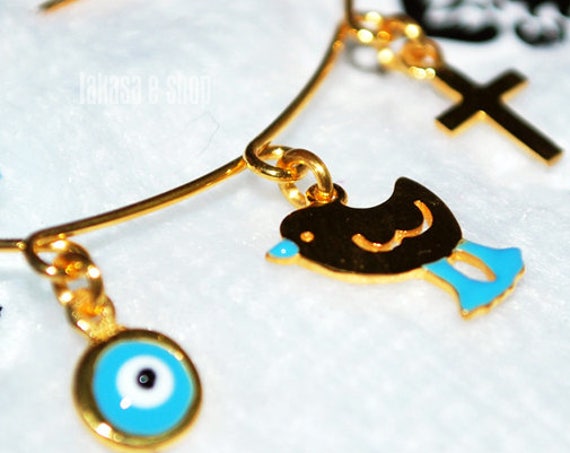 Blue Enamel Little Bird Baby Brooch Sterling Silver Gold Handmade Jewelry Cross Eye Mama Happy Shower Day Religious Baptism Newborn Baby Boy