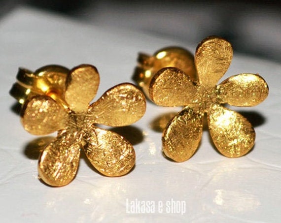 Flowers Studs Earrings Silver 925 Gold-plated Jewelry