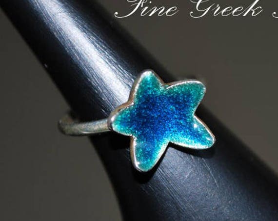 Star Enamel Ring Silver 925 white Gold-plated Handmade Jewelry Lakasa eshop Best Ideas Gifts for Girl Birthday Kids collection