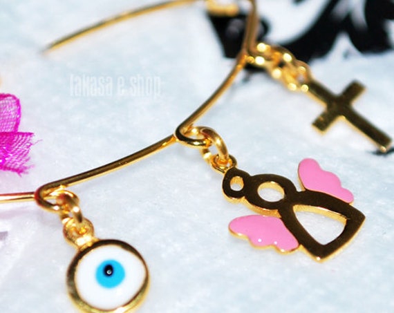 Pink Enamel Sweet Angel Baby Brooch Sterling Silver 925 Gold Handmade Jewelry Cross Eye Mama Happy Shower Day Religious Baptism Newborn Girl