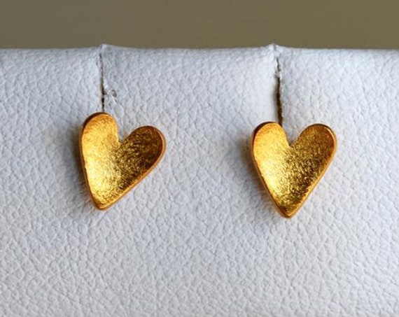 Heart Studs Earrings Silver 925 Gold-plated Jewelry