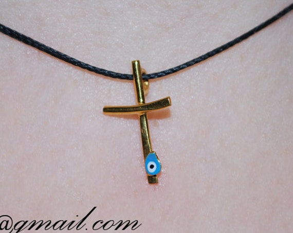Necklace enamel cross sterling silver gold plated jewellery lakasa shop gift for her birthday girlfriend mother girl baby religious blue eye