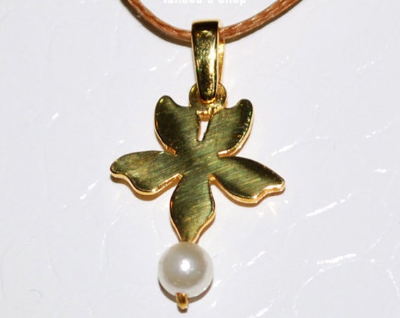 Flower Pearl Necklace Sterling Silver 925 Gold-plated Handmade Jewelry LakasaEshop mommy Romantic Love Best ideas gifts Floral Design Women