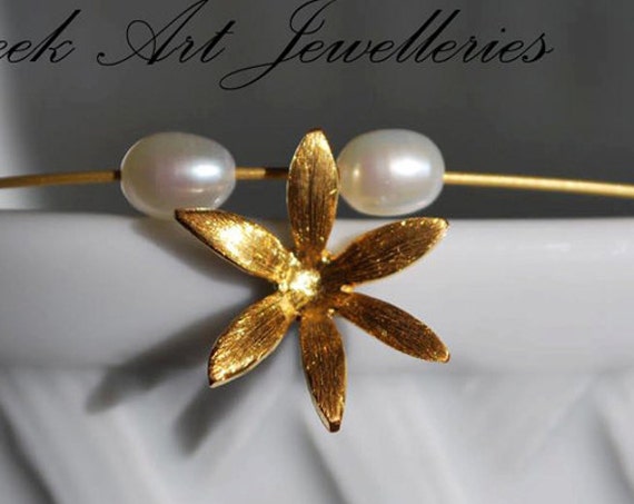 SALE Flower Necklace Silver 925 Gold Plated Jewelry with Pearls Lakasa e-shop BEST price OFFER for her birthday ideas gift for woman mother