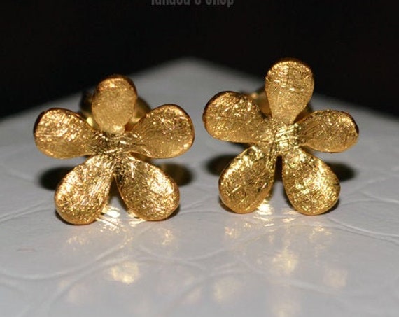 Flowers Studs Earrings Silver 925 Gold-plated Handmade Jewelry Woman Sweet Girl Floral Design Moda Romantic Style Best Price Ideas Gifts