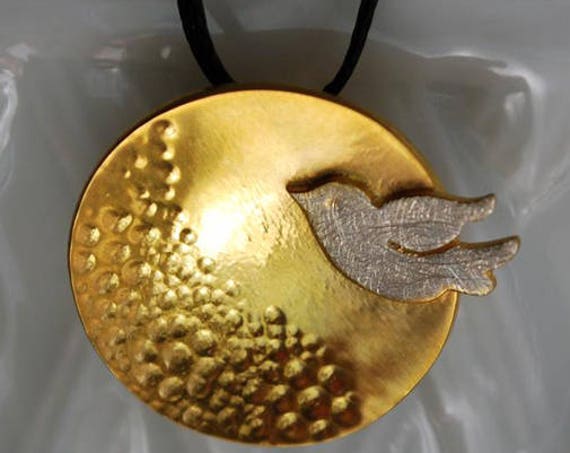 Dove Necklace Sterling Silver Gold plated Handmade Jewelry Greek Art Gift for her Birthday Anniversary Woman Mother day Love Peace Harmony
