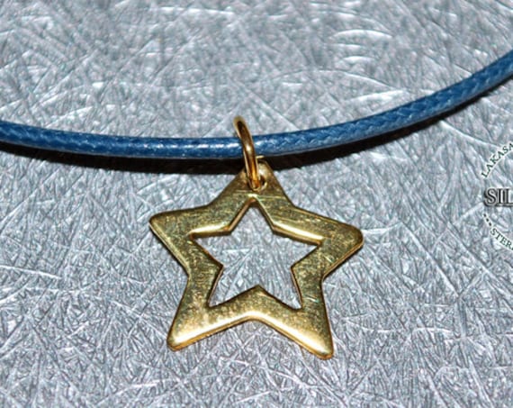 Star Necklace Sterling Silver Gold plated Handmade Jewelry Gifts for her Woman Girl Birthday Girlfriend Anniversary Greek Art Blue Sky Dream