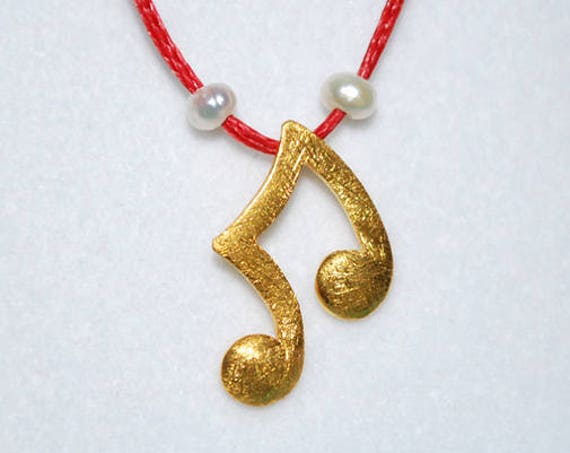 Music Notes Symbol Necklace Sterling Silver Gold plated Jewelry Greek Art Gift ideas rock you baby Birthday love violin piano Musician Lover