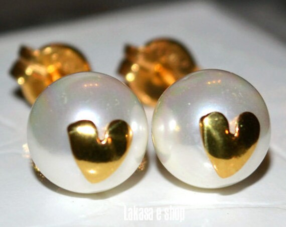Heart Pearls Stud Earrings Silver 925 Gold plated Jewelry Valentine Woman Moda Spring Summer Collection Birthday Mother Day Mommy Girlfriend