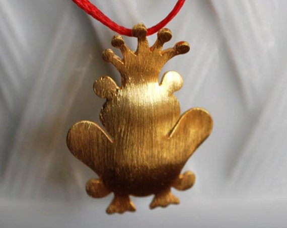 Prince Frog Necklace Sterling Silver Gold plated Greek Art Jewelry Kiss My Little Princess Gift for her birthday Best gift ideas Woman Love