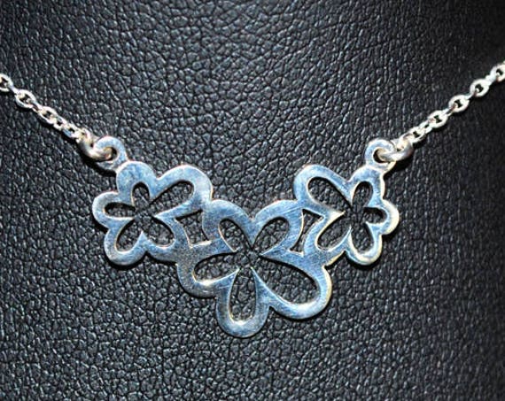 Flowers Necklace Silver 925 Gold-plated Chain Fine Greek Art Jewelry Best gift ideas floral design moda mother day mama love affection