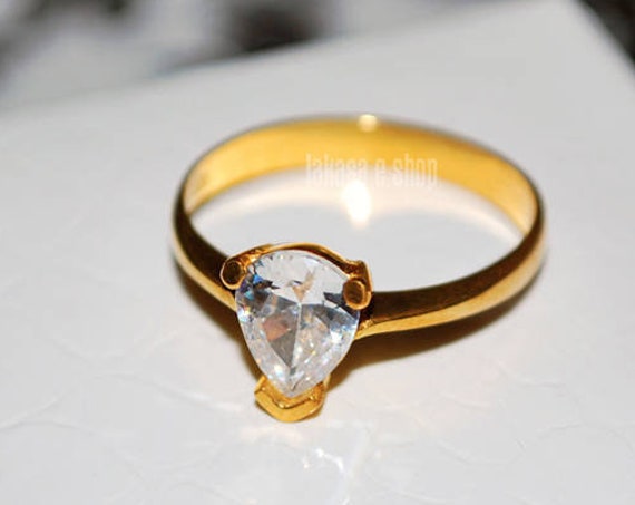 Teardrop Ring Silver 925 Gold plated Jewelry Cubic Zirconia Best Gifts Mommy Birthday Valentine Girlfriend Excellent Anniversary Woman