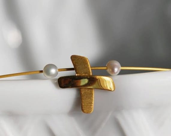 Cross Necklace Sterling Silver Gold plated Jewelry Pearls Best gifts for her Birthday Greek Love Girlfriend Mother Day Religious Christian