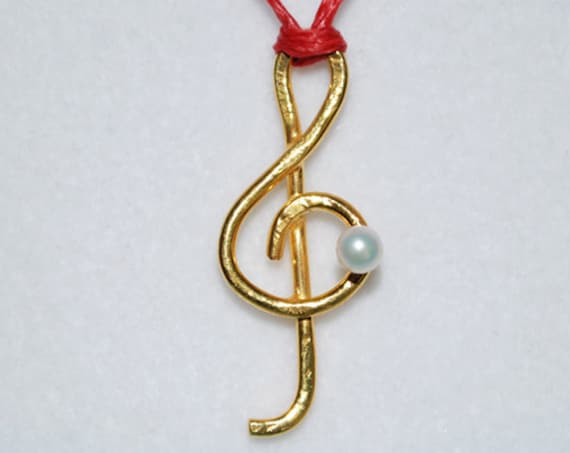 Necklace Music Clef Symbol Sterling Silver Gold plated Jewelry Best Gifts Ideas Rock you Birthday Love Violin Piano Musician Fine Greek Art