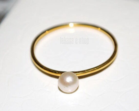 Ring Freshwater Pearl Sterling Silver Gold Handmade Jewelry Friendship Gift for Mother Girlfriend Woman Moda Bridal Greek Minimalist Style