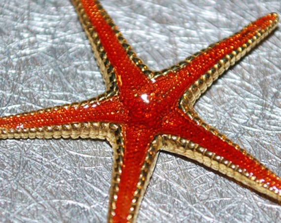 Sea Star Sterling Silver Goldplated Pendant Red Enamel Jewelry Love Woman Unisex Men Marine Hope Freedom Sea Summer Greece Seestern Starfish