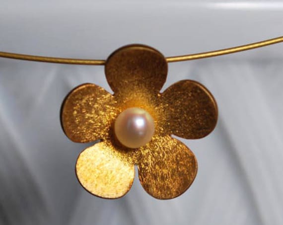 SALE Flower Pearl Necklace Sterling Silver Gold plated Handmade Jewelry BEST price OFFER birthday anniversary gift woman mother girlfriend