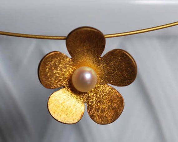 SALE Flower Pearl Necklace Sterling Silver Gold plated Handmade Jewelry BEST price OFFER birthday anniversary gift woman mother girlfriend