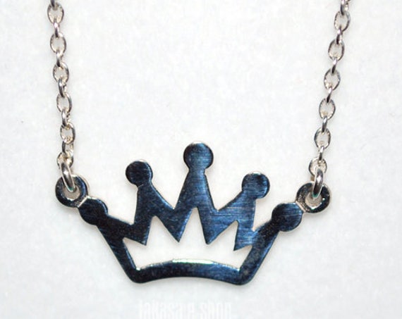 Crown Chain Necklace Sterling Silver white Gold-plated Fine Greek Art Jewelry Love Mother day Girl Princesa Regina Valentine Queen Princess
