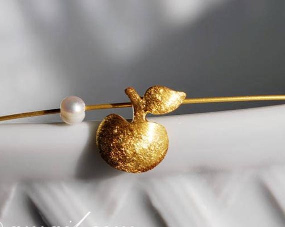 Apple forbidden fruit necklace with pearl sterling silver goldplated handmade jewellery girlfriend birthday best ideas gift anniversary love