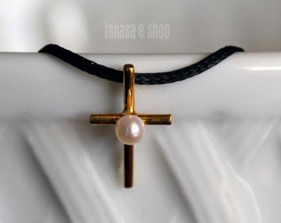 Cross Necklace Silver 925 Gold-plated Handmade Jewelry with Freshwater Pearl Best Ideas Gifts Birthday Mother's Day Mommy Religious Love