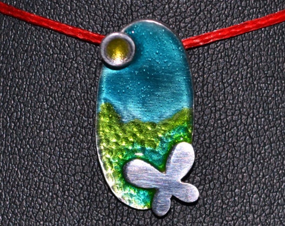 Butterfly Enamel Necklace Silver 925 white Gold-plated Handmade Jewelry Best Ideas Gifts for her Birthday Anniversary Mother's Day