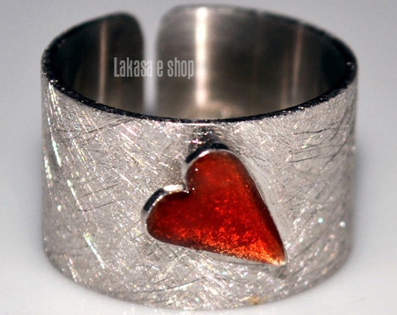 Enamel Heart Chevalier Ring Silver 925 white Gold-plated Handmade Jewelry Love Valentine Best Gifts For Her Summer Time Colourful Designs