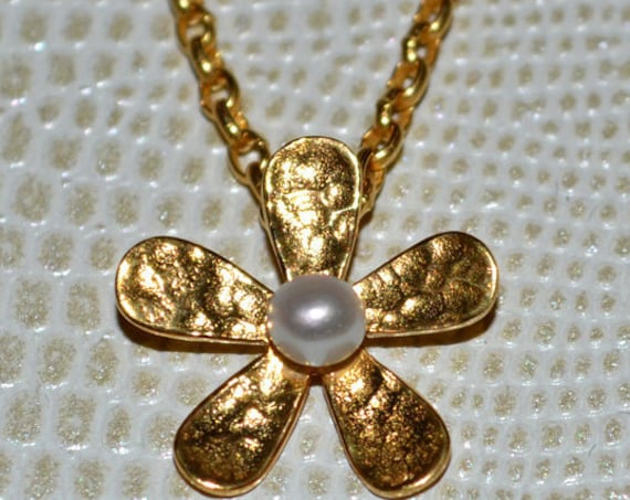 BEST Price Flower Chain Necklace Silver 925 Gold-plated Handmade Jewelry with Freshwater Pearl Anniversary Ideas Gifts Mother's Day Birthday