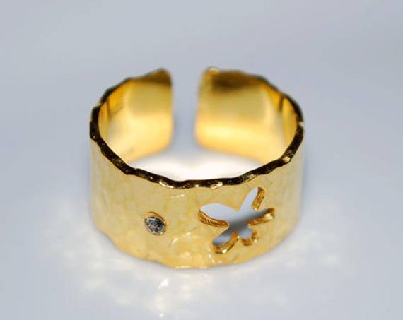 Ring Chevalier Flower Sterling Silver Gold plated Handmade Jewelry Rhinestone Crystal for her birthday for ever friends girl summer time fun