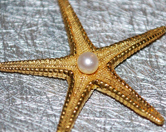 Freshwater Pearl Sea Star Fish Sterling Silver Gold plated Pendant Jewelry Unisex Marine Hope Freedom Greek Summer Greece Seestern Starfish